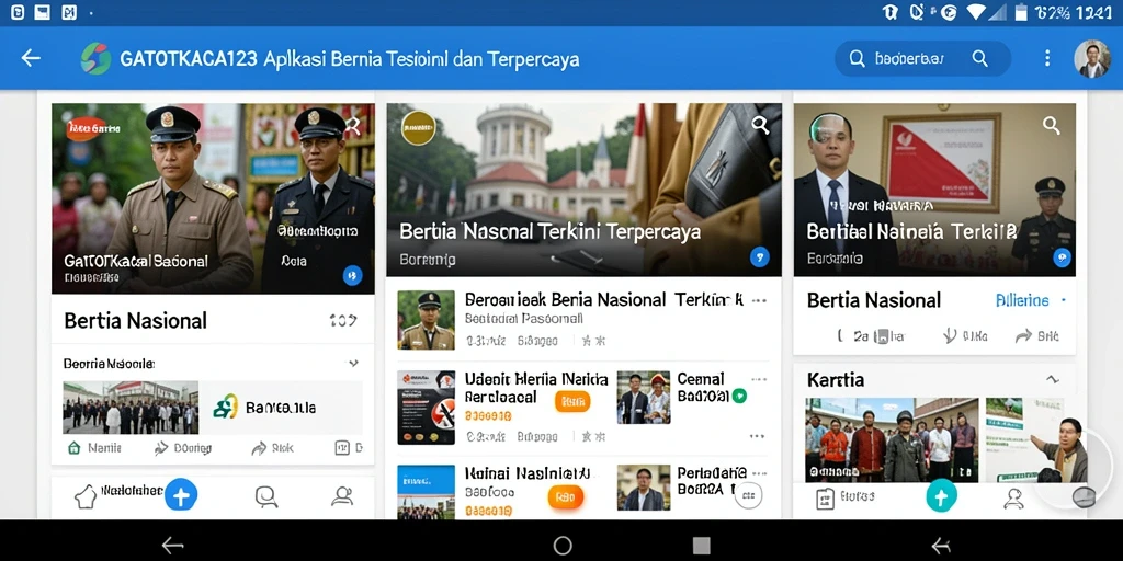 Antarmuka aplikasi GATOTKACA123 menampilkan berita nasional terkini.