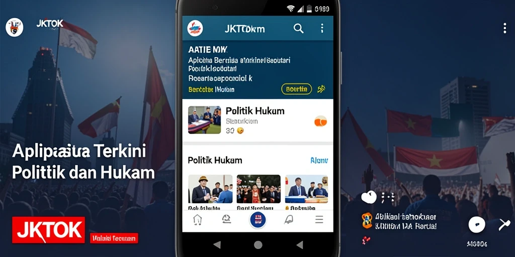 Antarmuka aplikasi JKTOK yang menampilkan berita politik dan hukum.