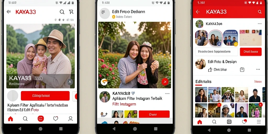 Antarmuka KAYA33 dengan filter Instagram yang menarik dan fungsional.