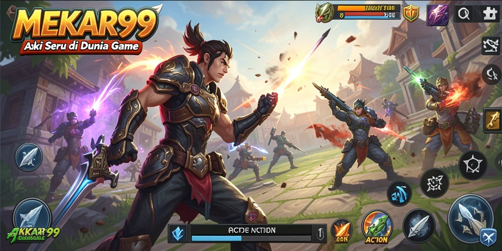 Tampilan antarmuka game MEKAR99 dengan aksi pertarungan yang intens.