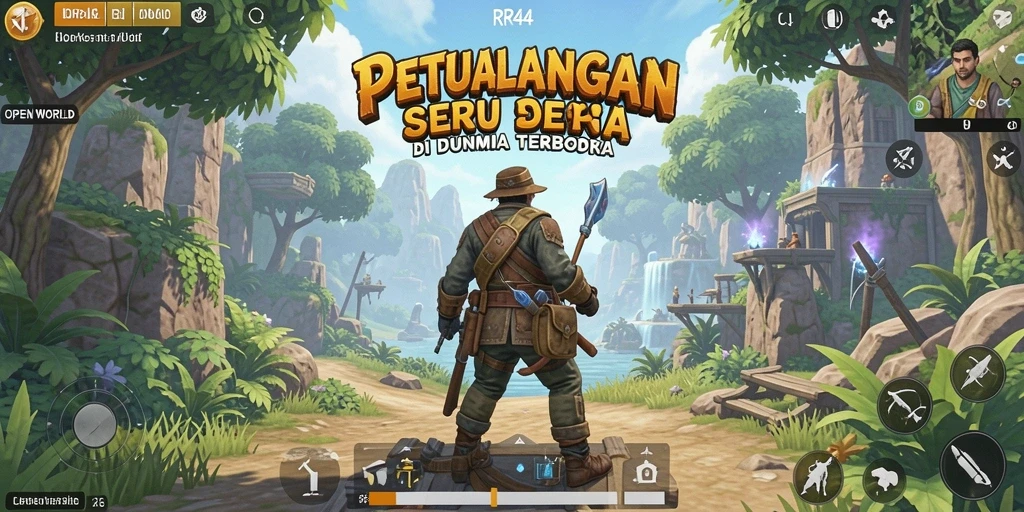 Tampilan antarmuka utama game Open World yang menawan.