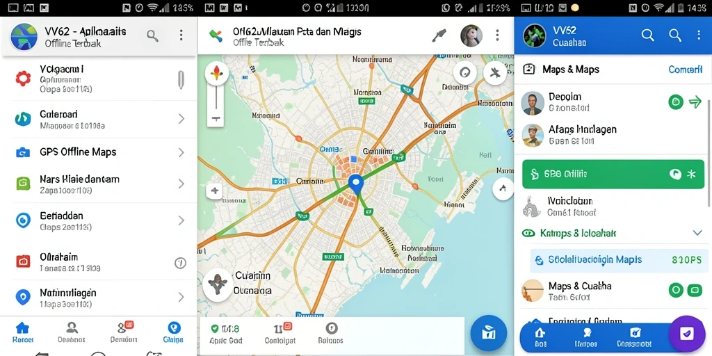 Antarmuka pengguna aplikasi GPS Offline Maps yang intuitif dan informatif.